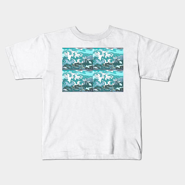 Splash patterns Kids T-Shirt by TonyBroadbent